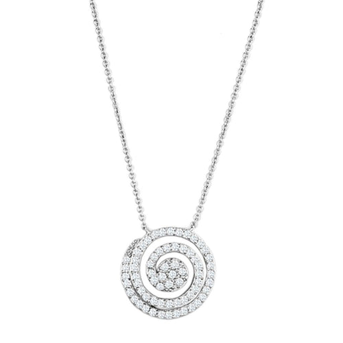 3W422 - Rhodium Brass Necklace with AAA Grade CZ  in Clear-0