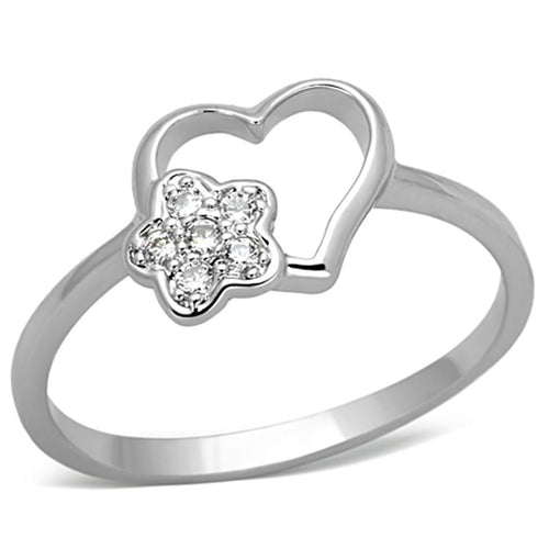 3W472 - Rhodium Brass Ring with AAA Grade CZ  in Clear-0