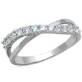 3W742 - Rhodium Brass Ring with AAA Grade CZ  in Clear-0