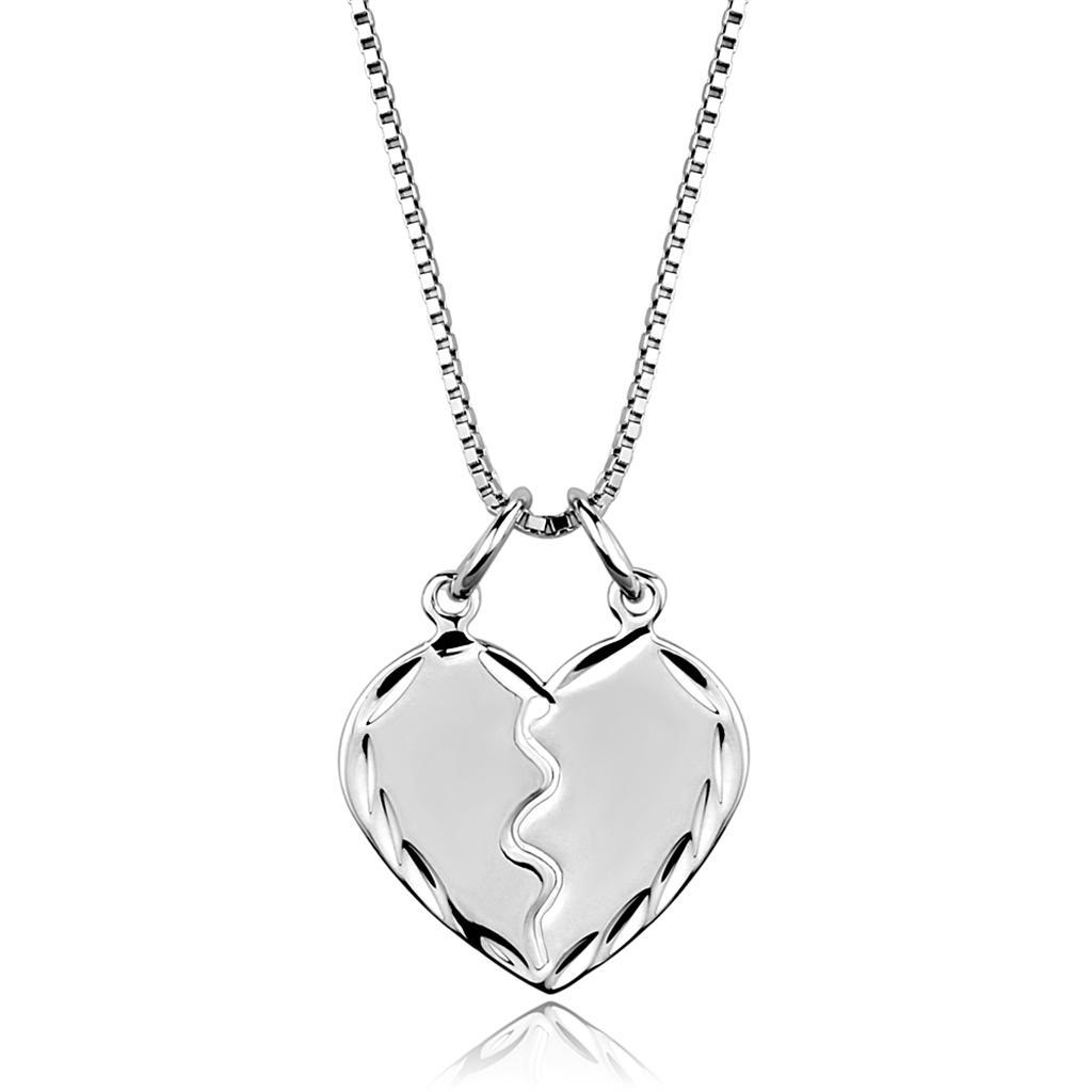 3W842 - Rhodium Brass Chain Pendant with No Stone-0