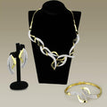 3W942 - Gold+Rhodium Brass Jewelry Sets with AAA Grade CZ  in Clear-0