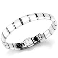 3W985 - High polished (no plating) Stainless Steel Bracelet with Ceramic  in White-0