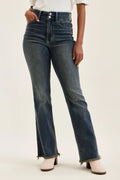 Judy Blue High Waist Double Button Frayed Hem Jeans-0