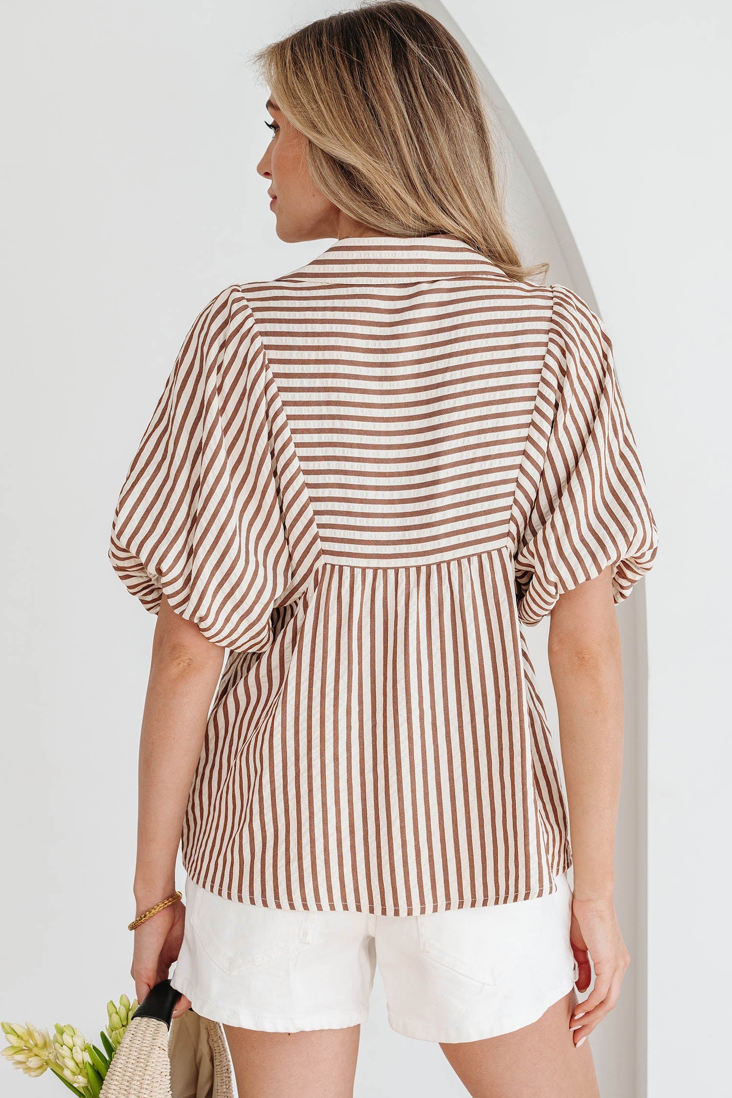 Lina Short Puff Sleeve Blouse-1