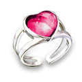 411802 - Rhodium Brass Ring with Synthetic Garnet in Ruby-0
