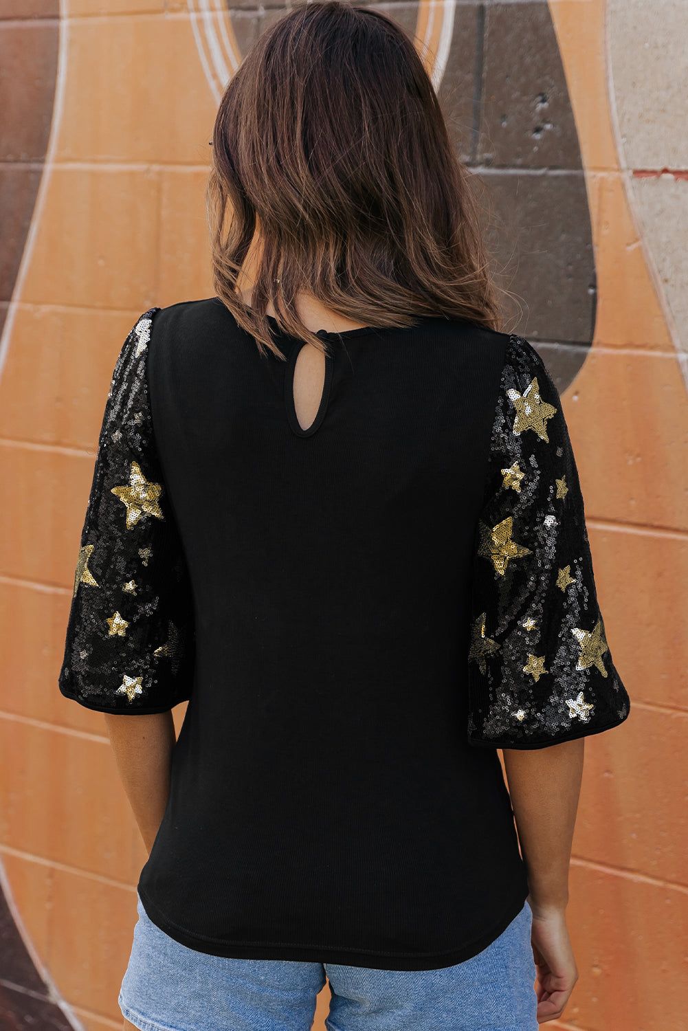 Lara Splicing Half Sleeve Top-1