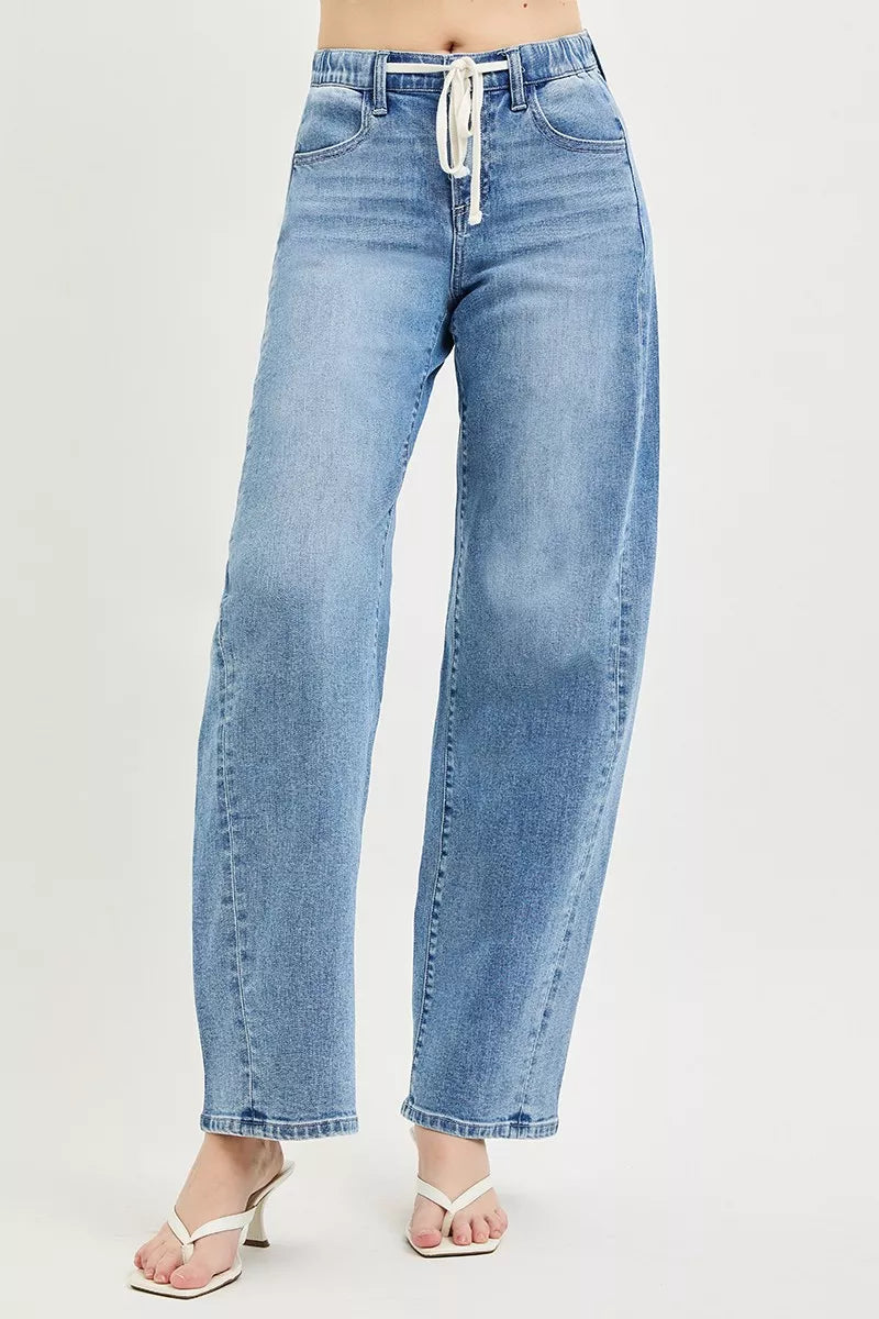 RISEN Relaxed Fit Drawstring Waist Jeans-2