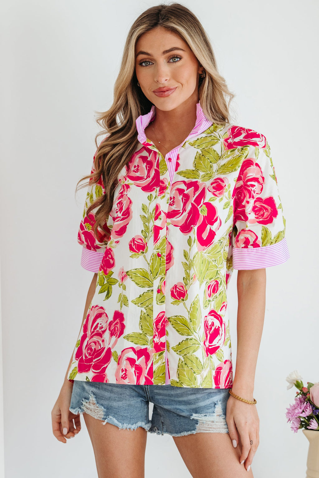 Rebekah Collar Short Sleeve Shirt-4