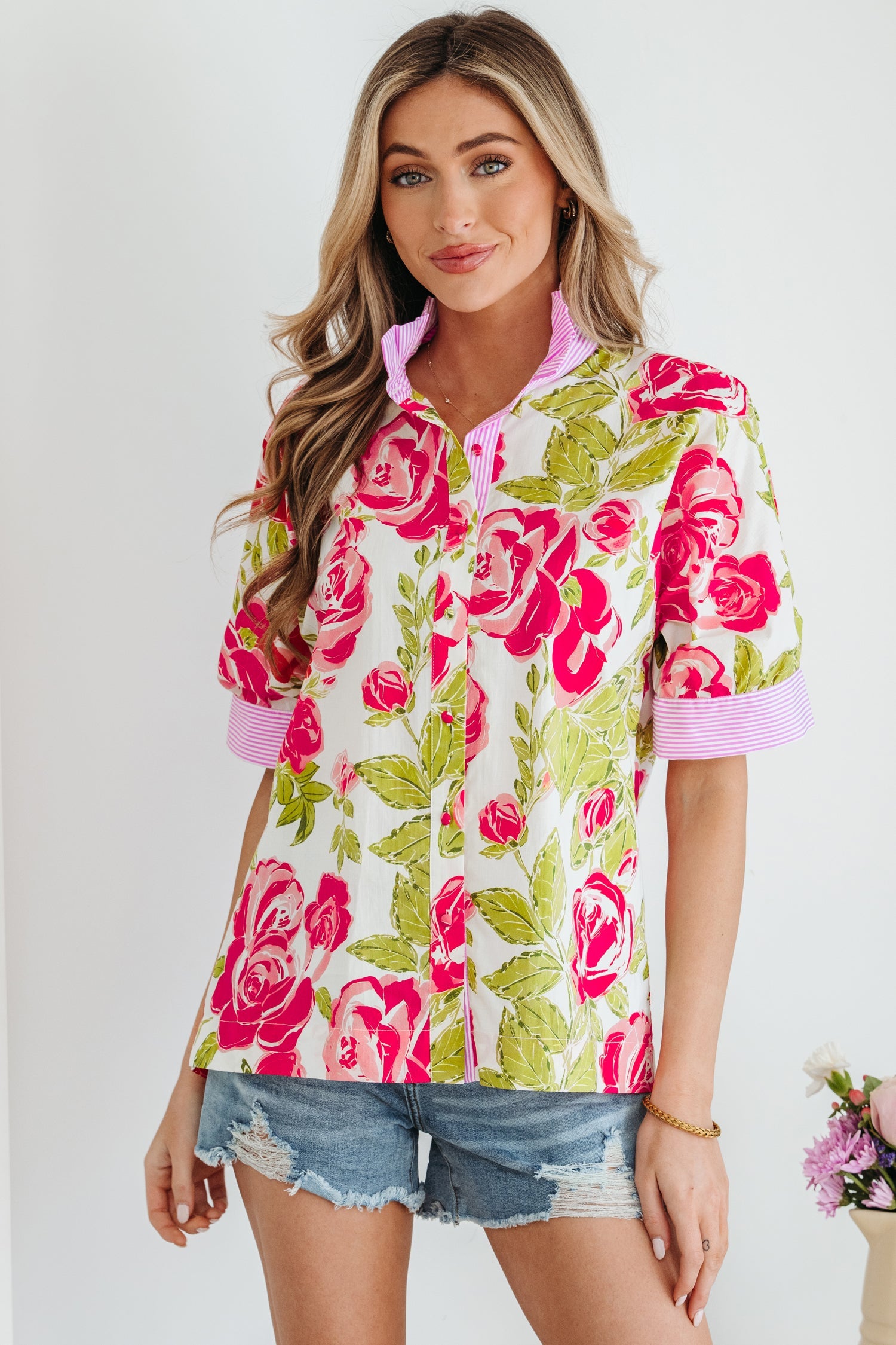 Rebekah Collar Short Sleeve Shirt-4