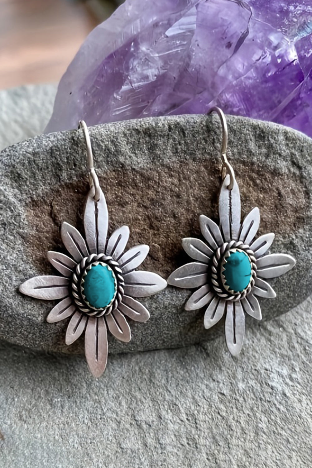 Kahlani Flower Shape Hook Earrings-0