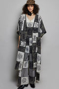 POL Open Front Printed Patchwork Longline Cardigan-0