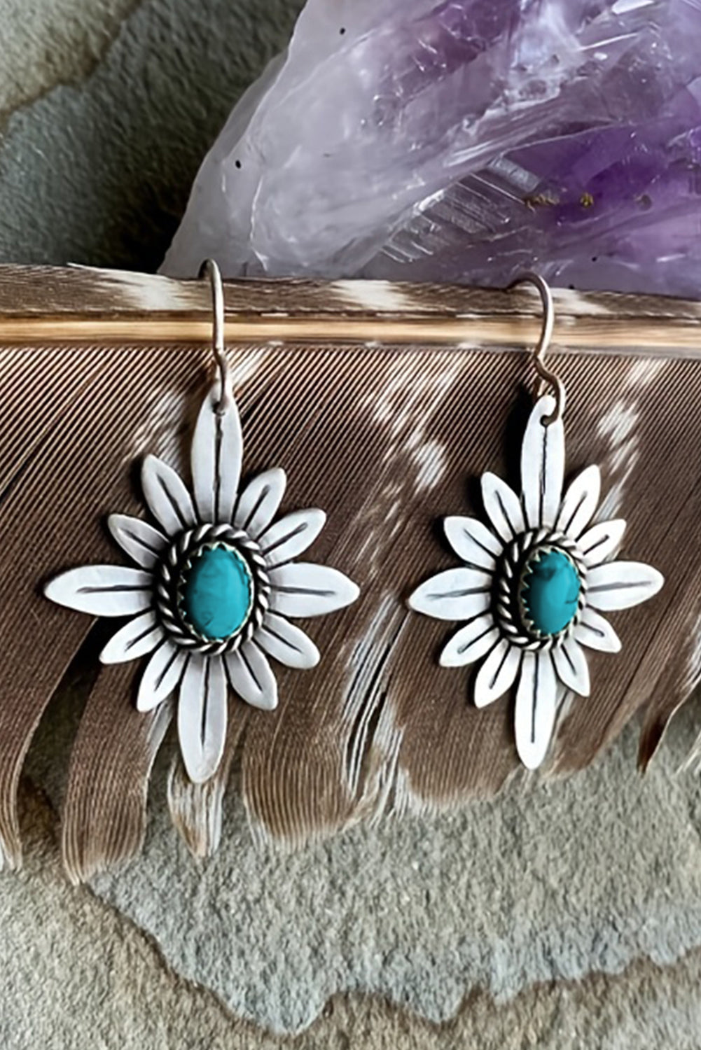 Kahlani Flower Shape Hook Earrings-2