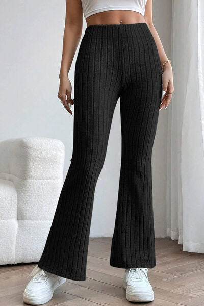 Basic Bae Full Size Ribbed High Waist Flare Pants-0