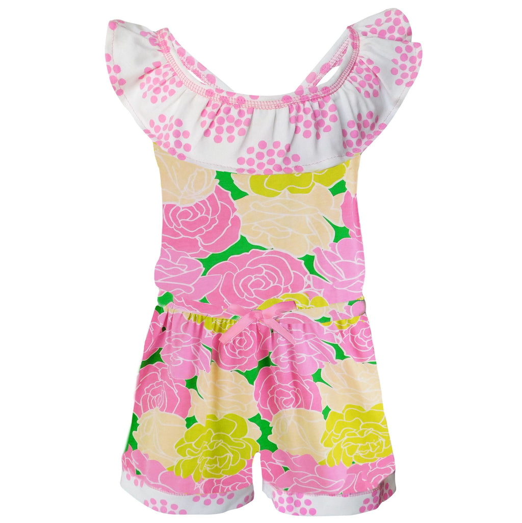 AnnLoren Girls Pink Bloom Floral Shorts Jumpsuit Summer One Piece Outfit-5