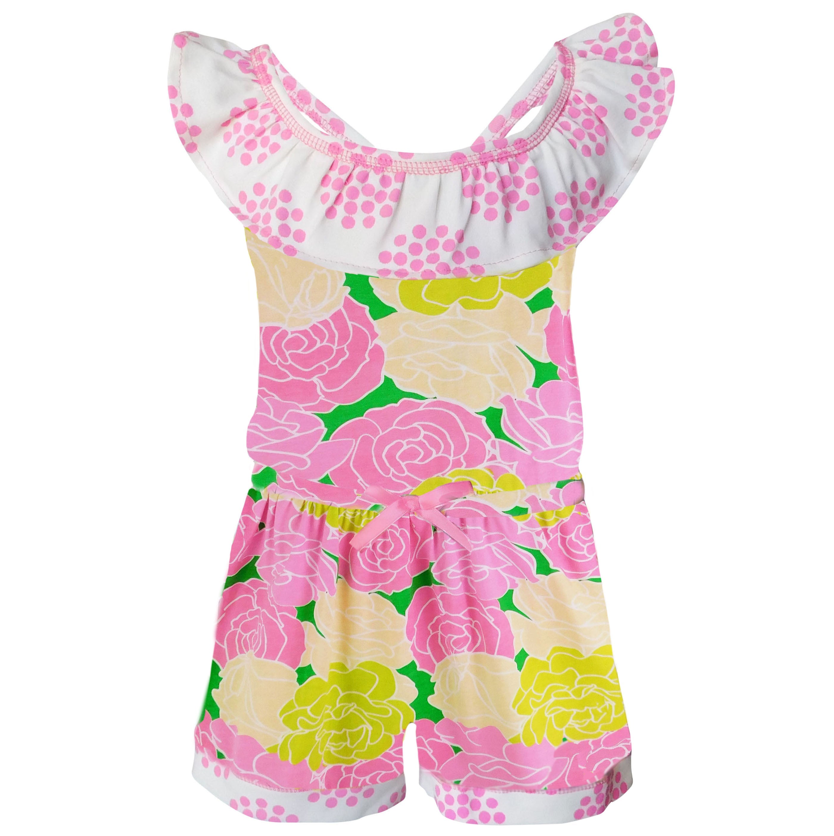 AnnLoren Girls Pink Bloom Floral Shorts Jumpsuit Summer One Piece Outfit-5