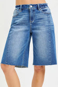 RISEN Raw Hem Slouchy Seamed Jorts-0