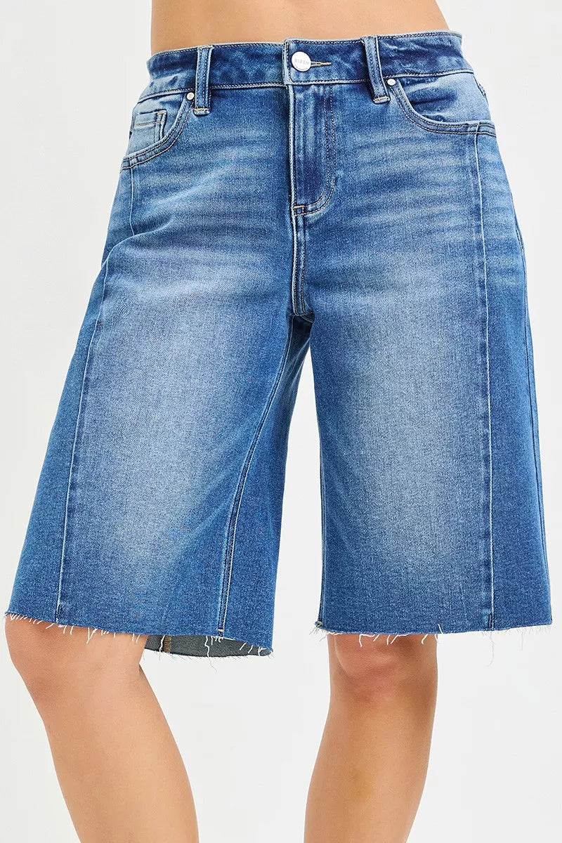 RISEN Raw Hem Slouchy Seamed Jorts-0
