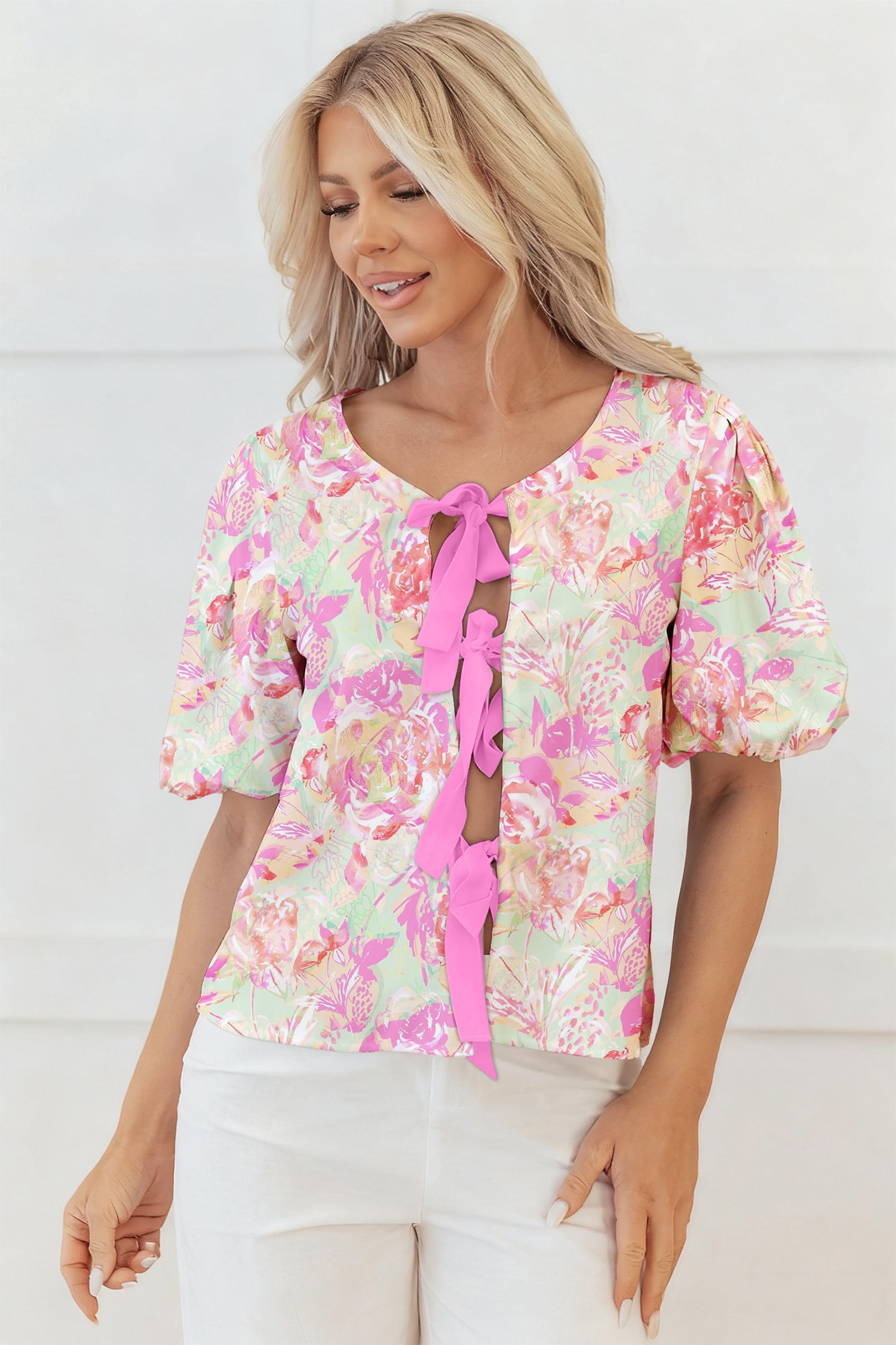 Ayla Short Puff Sleeve Blouse-0
