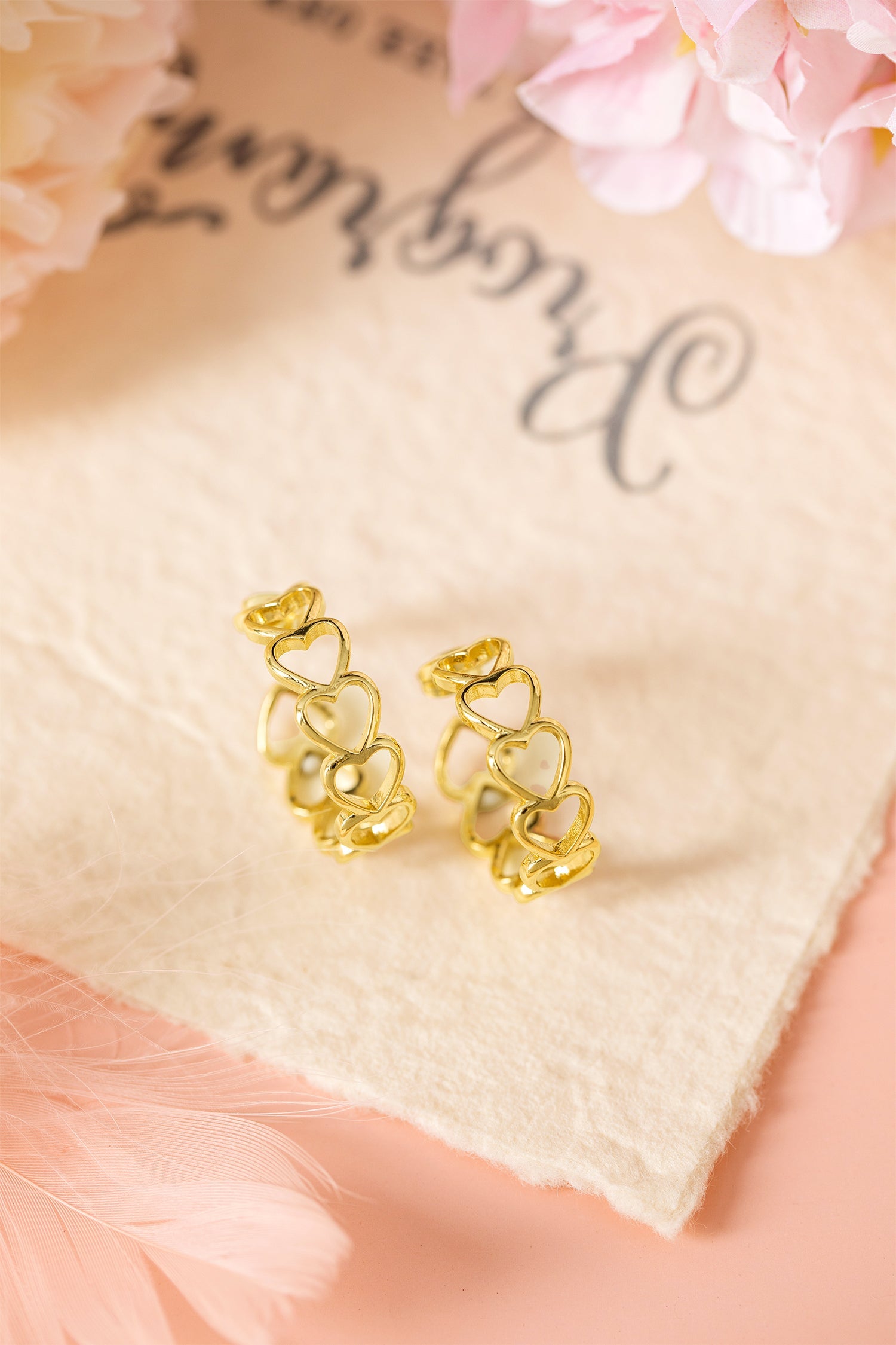 Lavender Link Hoop Stud Earrings-3