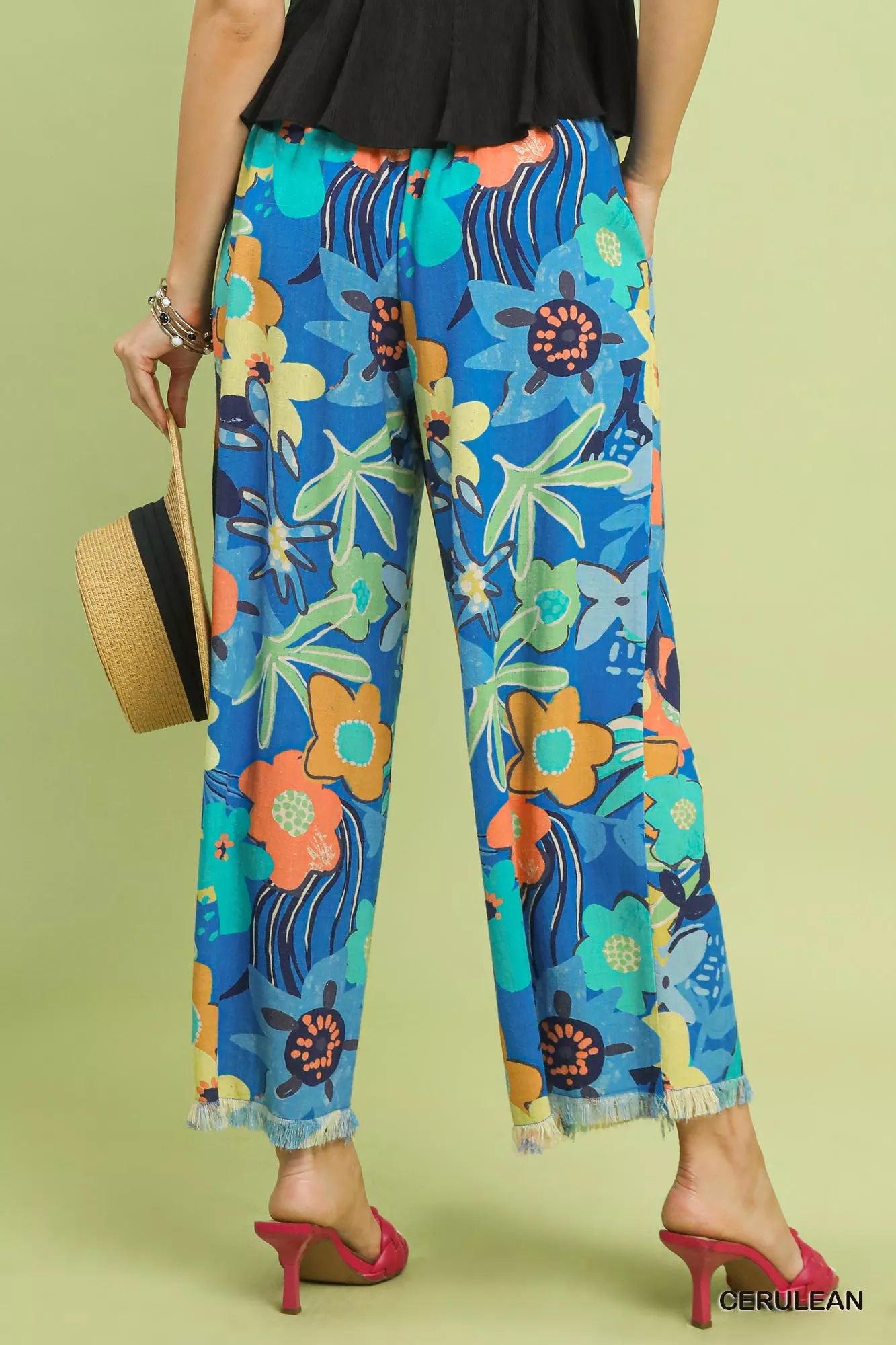 Umgee Floral Print Wide Leg Pants-2