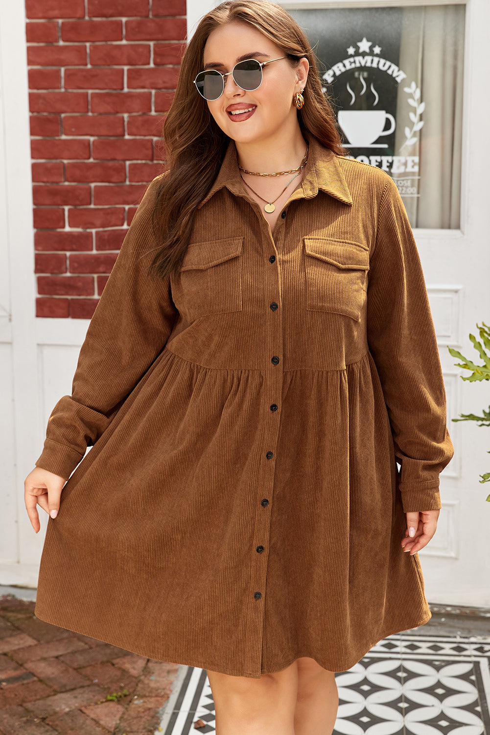 Galilea Corduroy Full Collared PLUS Shirt-3