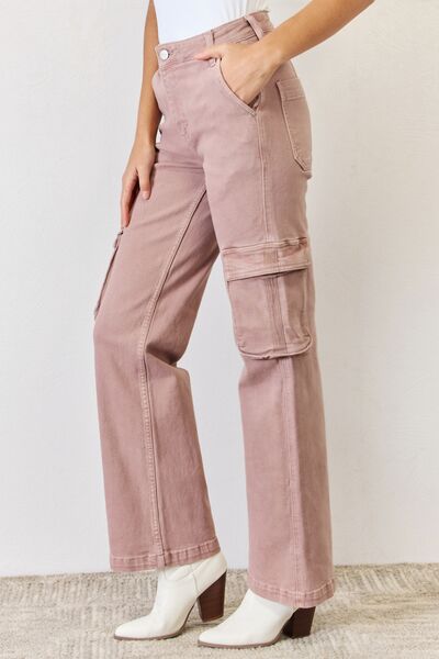 RISEN Full Size High Rise Cargo Wide Leg Jeans-2