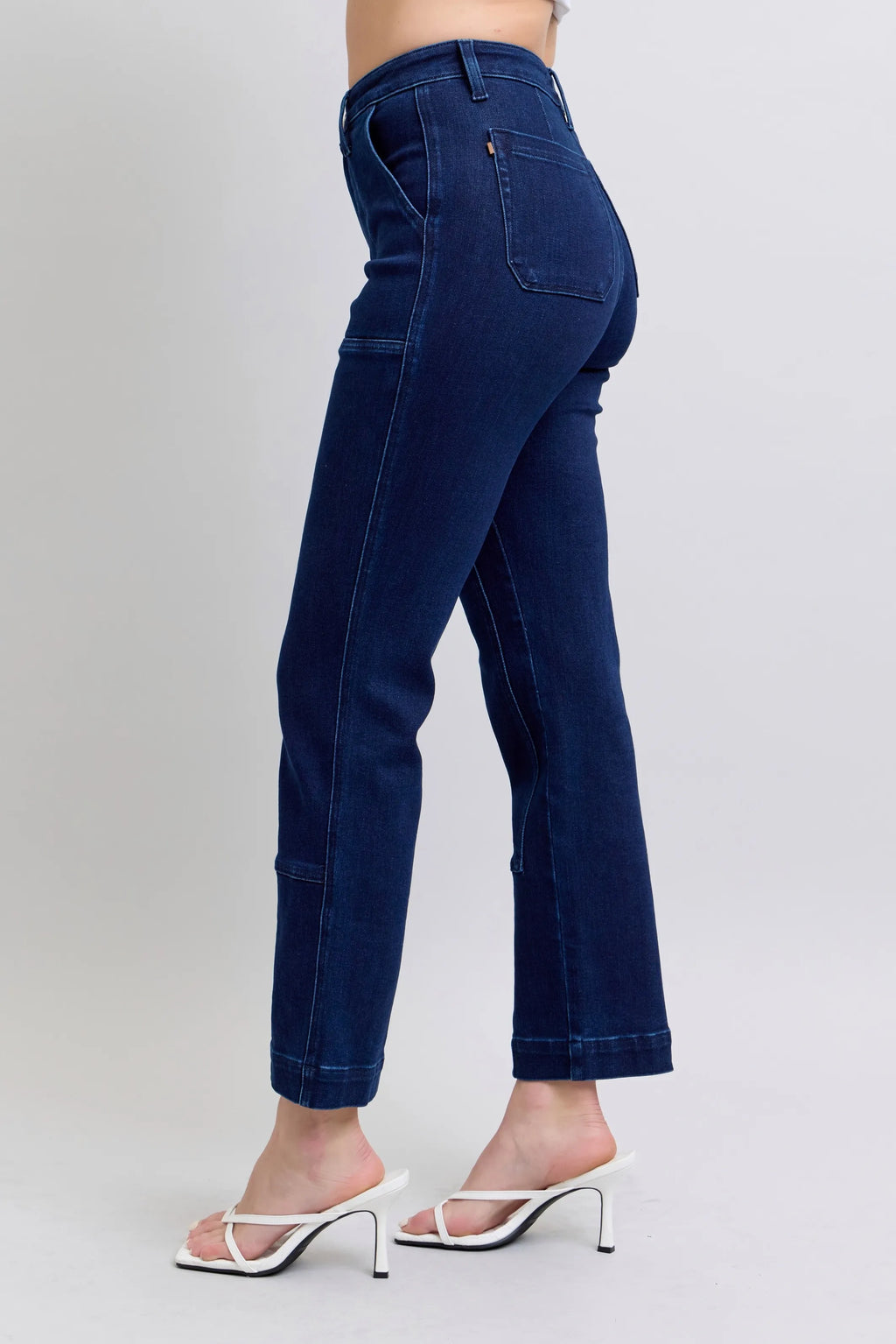 Judy Blue Full Size Hw Work Wear Knee Patch Straight Jeans Plus Size-2