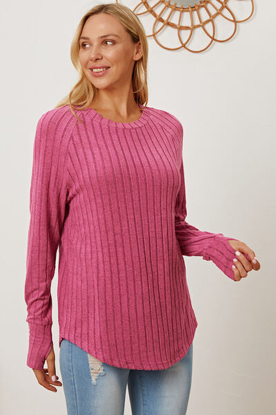Basic Bae Full Size Ribbed Thumbhole Sleeve T-Shirt-5
