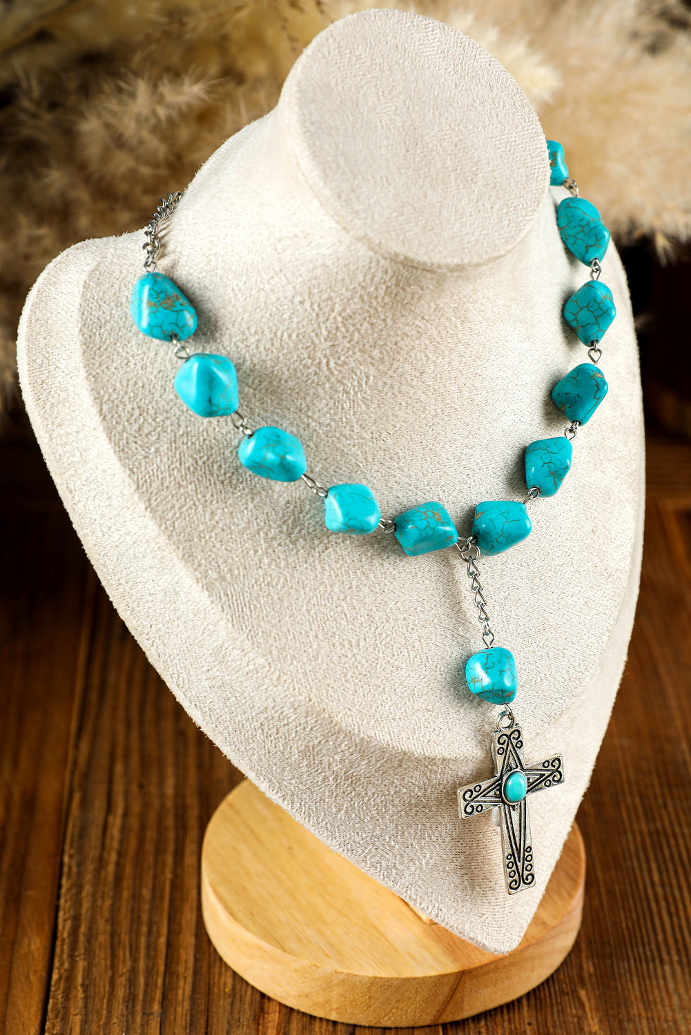 Giana Peacock Cross Pendant Necklace-1