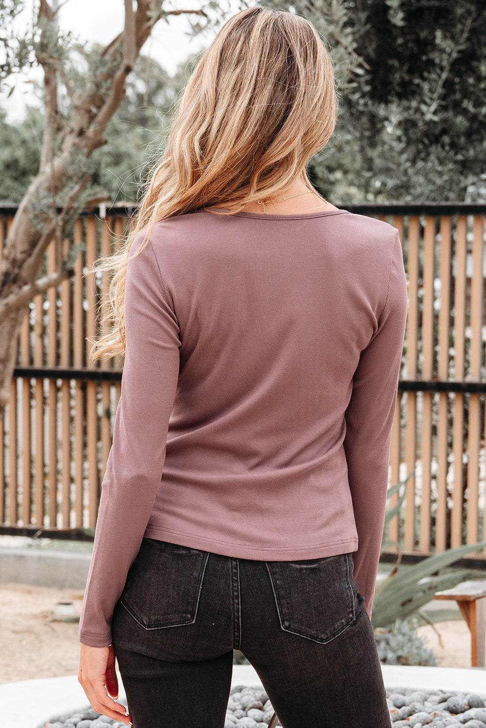 Cora Square Neck Ribbed Fit Long Sleeve Top-1
