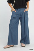 Umgee Stone Washed Wide Leg Pants-0