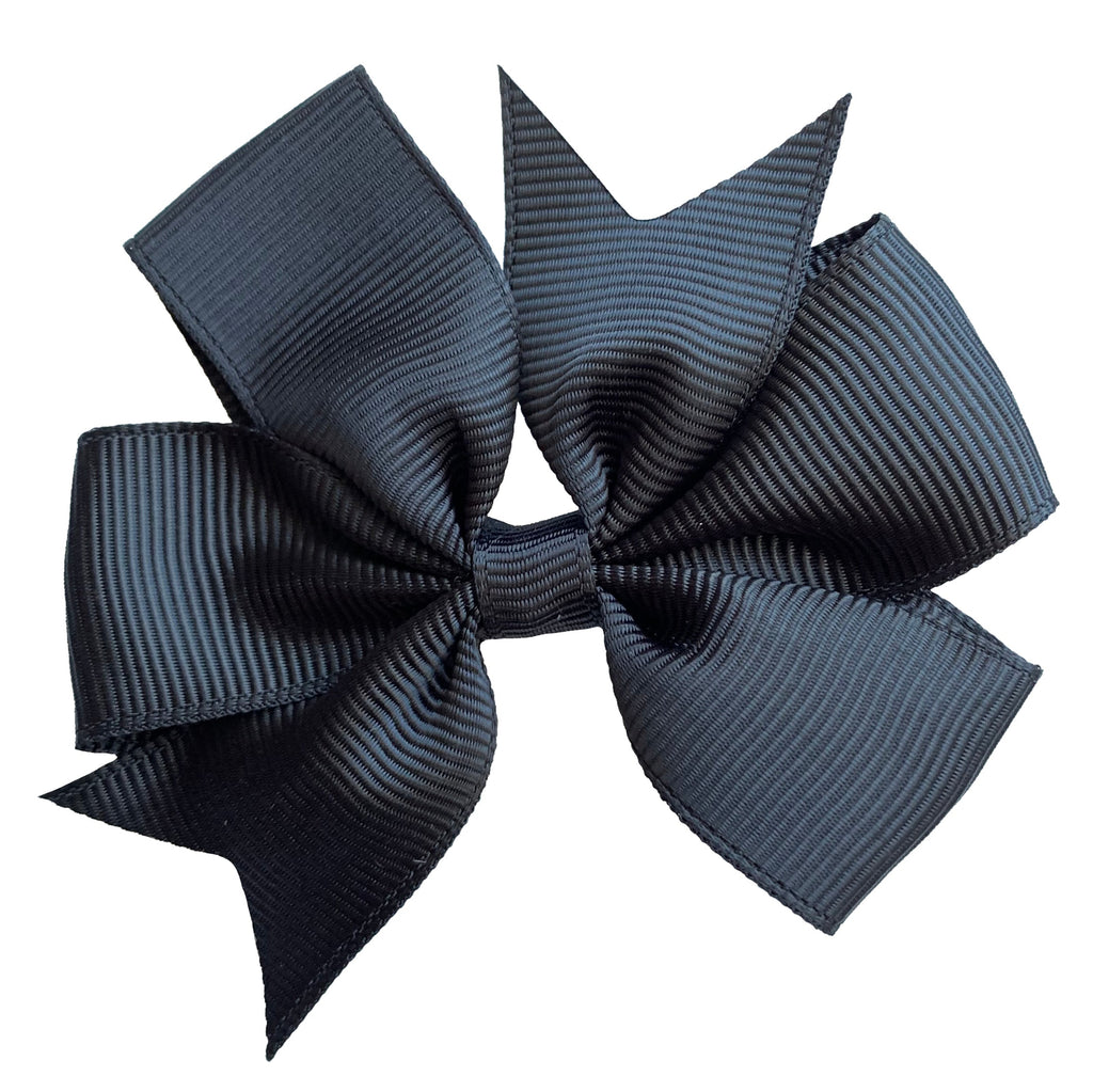 Set of 3- Black 4" Ribbon Bow Clips-1
