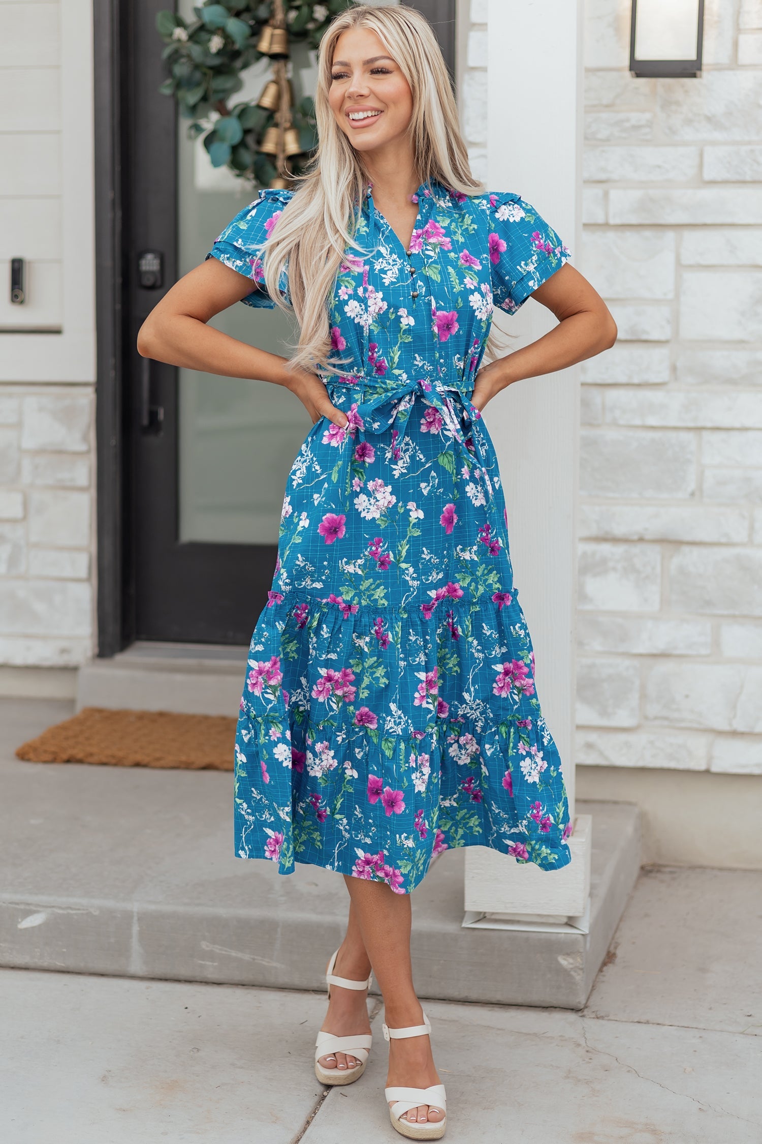 Tessa Tie Belted Long Dress-3