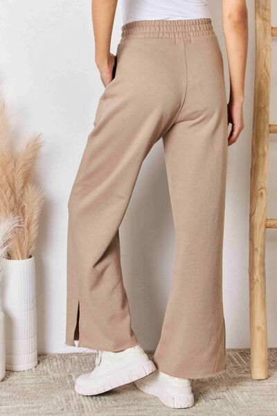 RISEN Wide Waistband Slit Wide Leg Pants-1