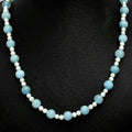 Premium Quality Aquamarine - Brazil & Pearl Beaded Necklace N-1025 58-EN10190-1