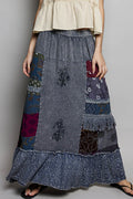 POL Printed Patchwork Embroidered Ruffled Skirt-0