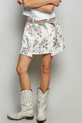 POL Raw Hem Floral Skirt with Pockets-0