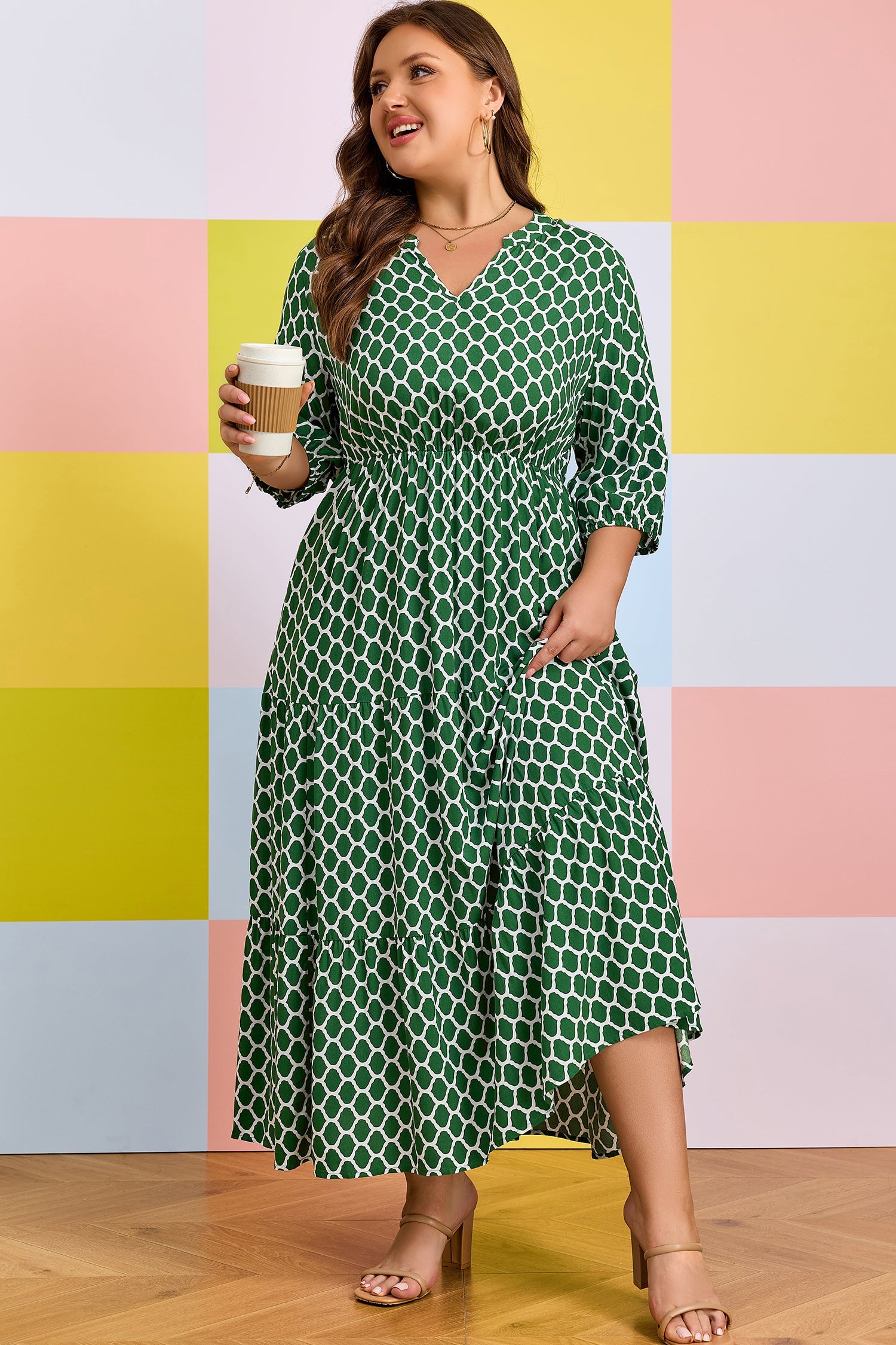 Johanna Ruffle Hem Casual PLUS Dress-4