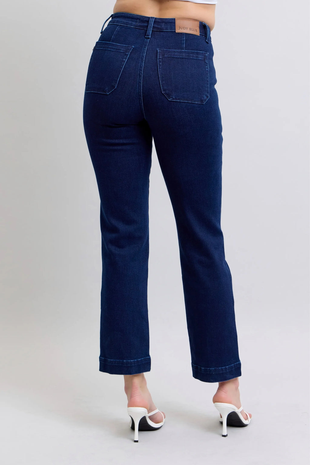 Judy Blue Full Size Hw Work Wear Knee Patch Straight Jeans Plus Size-4