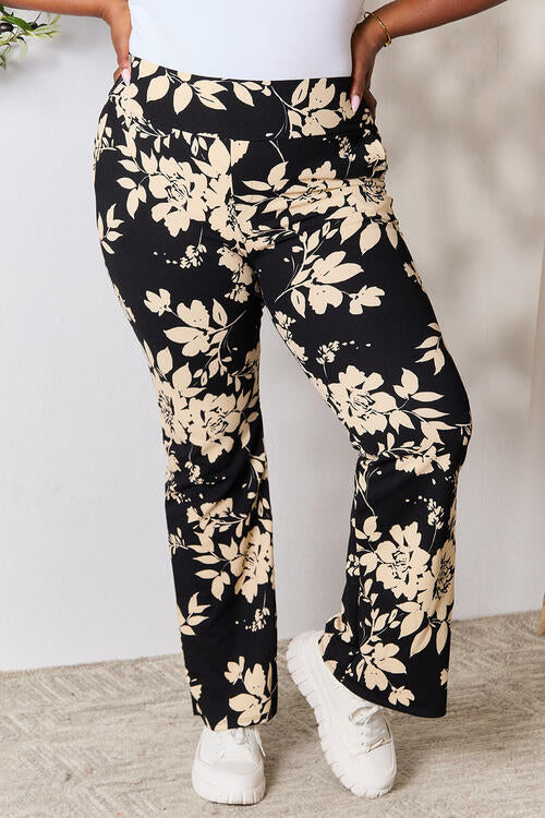 Heimish Full Size High Waist Floral Flare Pants-0