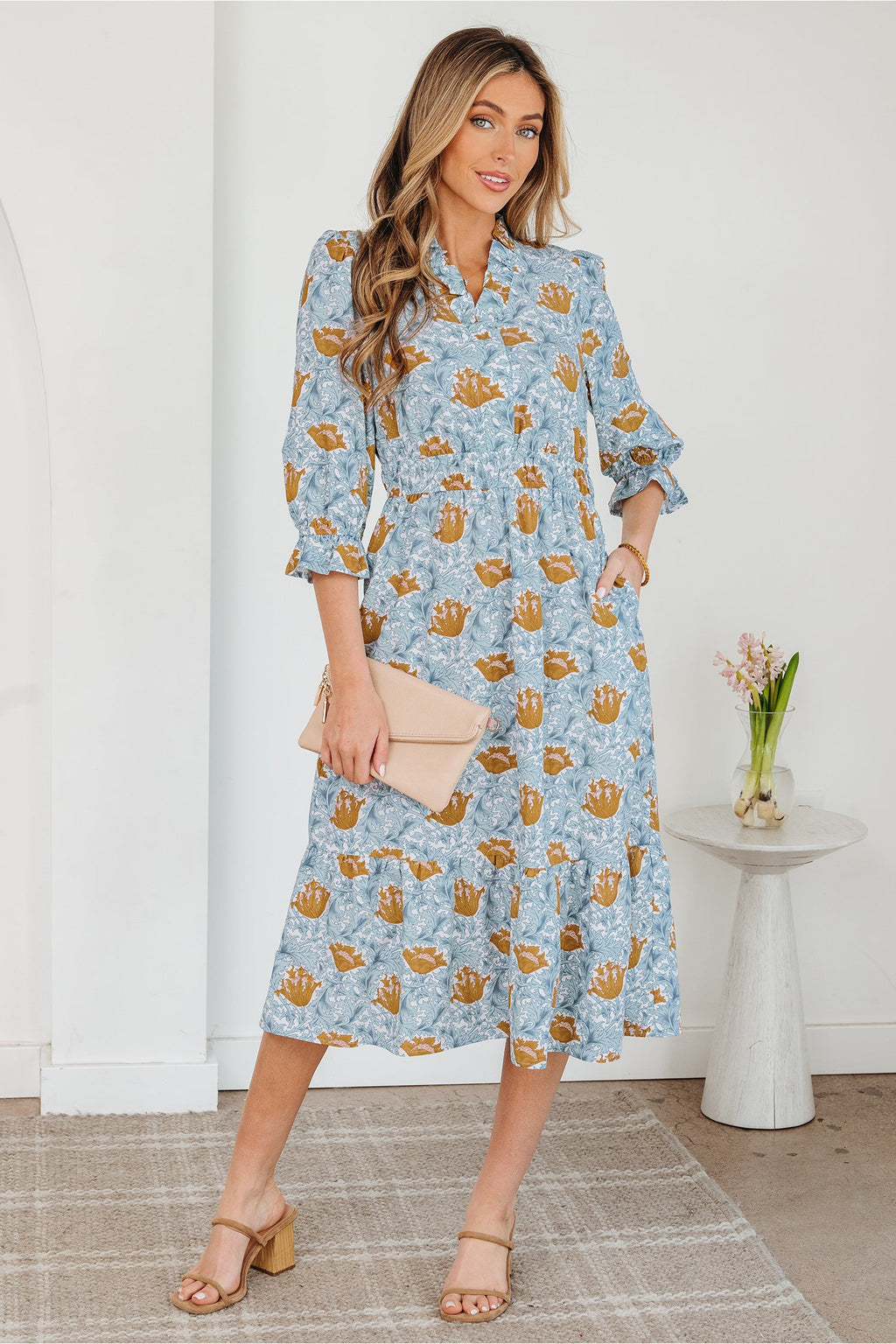 Rosalee Bracelet Sleeve Long Dress-0