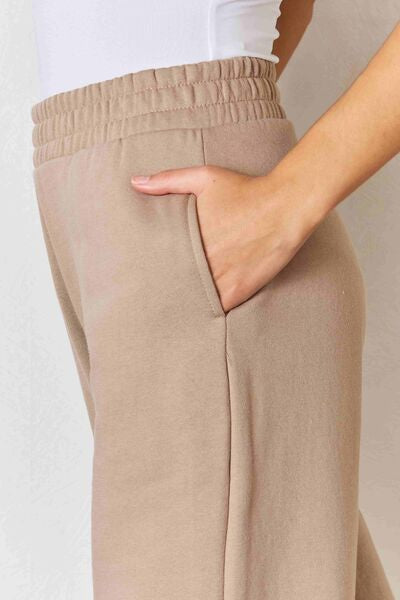 RISEN Wide Waistband Slit Wide Leg Pants-3