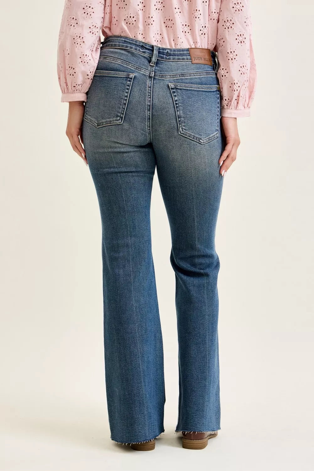Judy Blue Mid Rise Flare Jeans with Front Flap Pockets-3