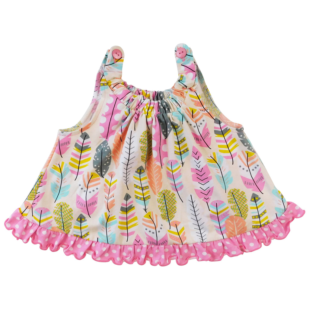 AnnLoren Girls Open Back Swing Tank Top with Bow Feather Design-3