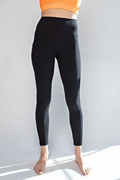 Faith Apparel High Waist Wide Waistband Leggings-0