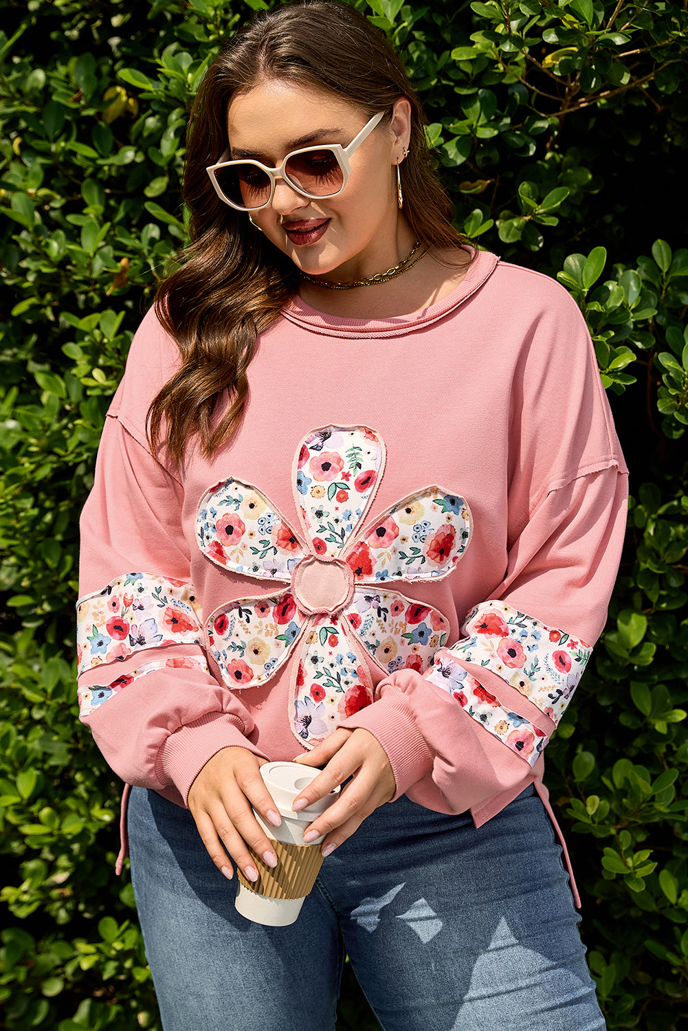 Elizabeth applique Drop Shoulder Sweatshirt-4