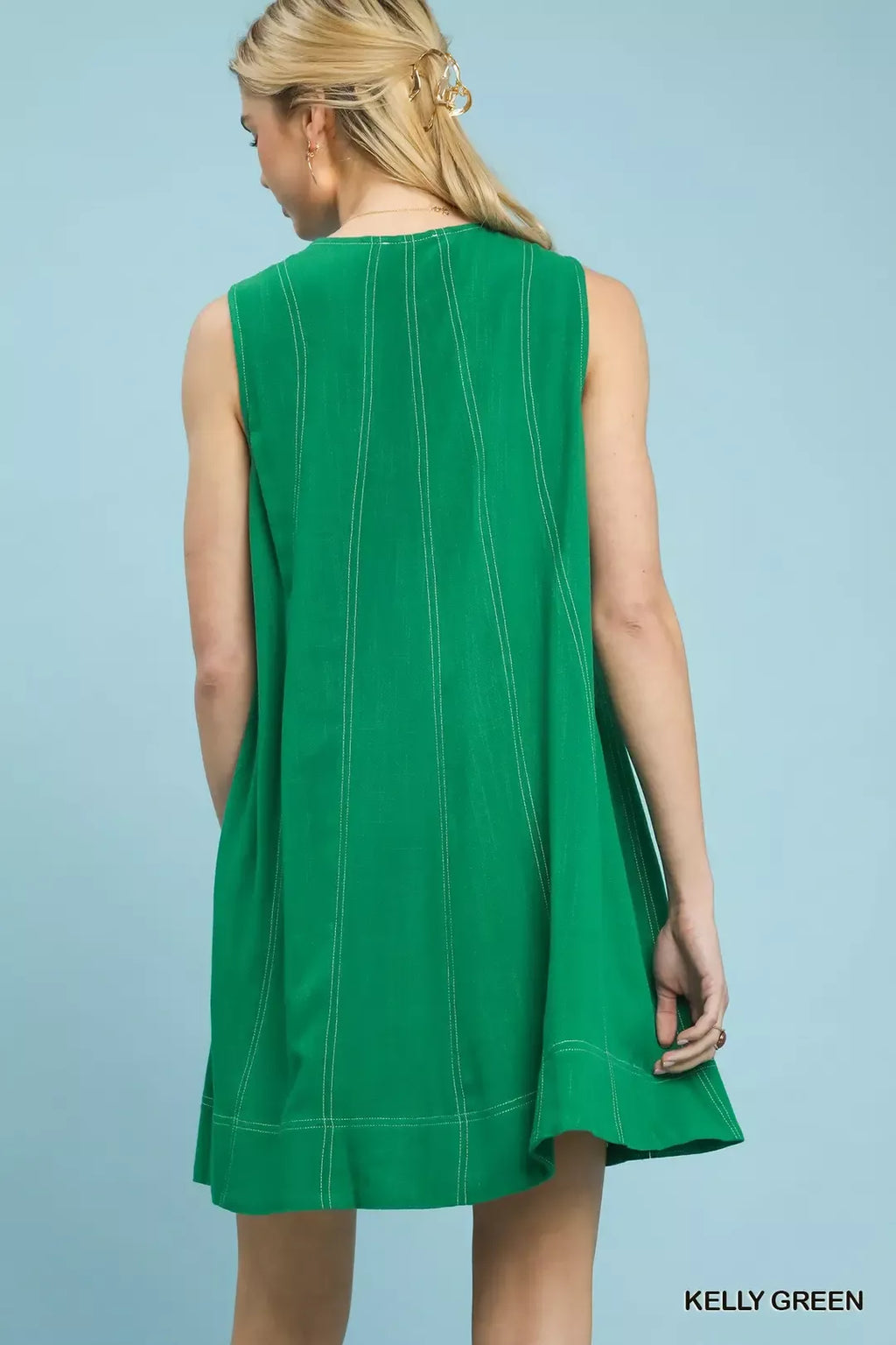 Umgee Linen Sleeveless Swing Dress-2