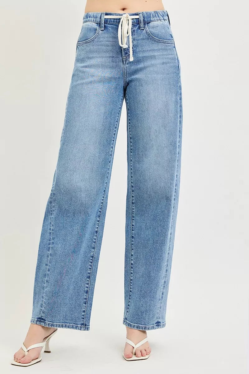 RISEN Relaxed Fit Drawstring Waist Jeans-0