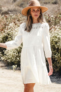 Whitley Floral Lace Patchwork Tiered Mini Dress-0