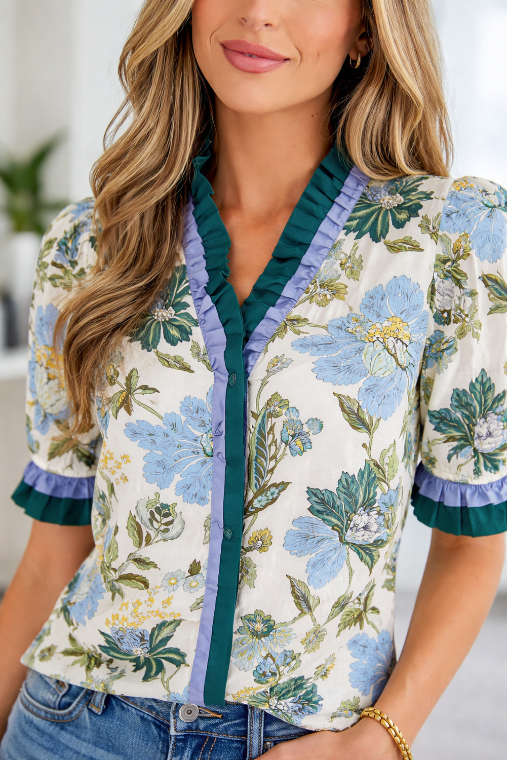Mila Trim Short Sleeve Blouse-3